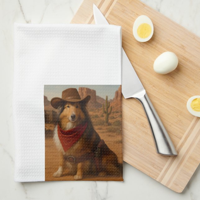 Western Sheltie Kitchen Towel (Quarter Fold)