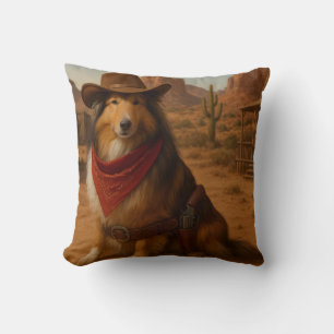 Western Sheltie Throw Pillow