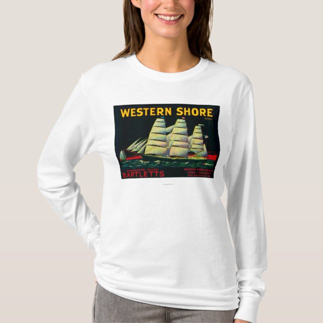 Western Shore Pear Crate LabelHood, CA T-Shirt (Front)