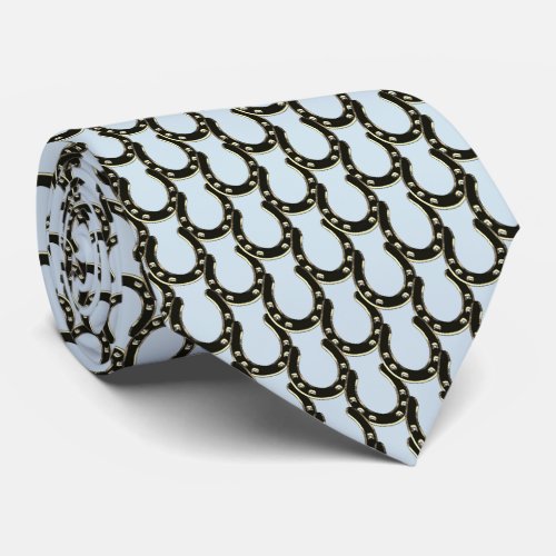 Western Silver Black Horseshoes Necktie