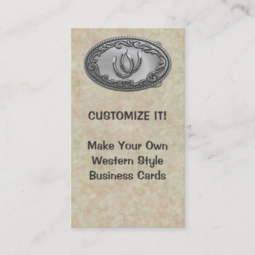 Customizable Western Silver Buckle Business Cards