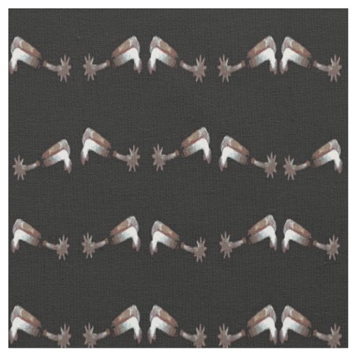 Western Silver Cowboy Double Spur On Black Fabric