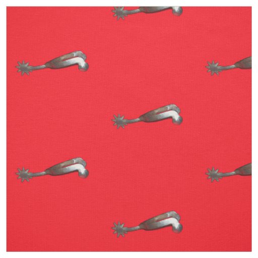 Western Silver Cowboy Rodeo Spurs On Red Fabric