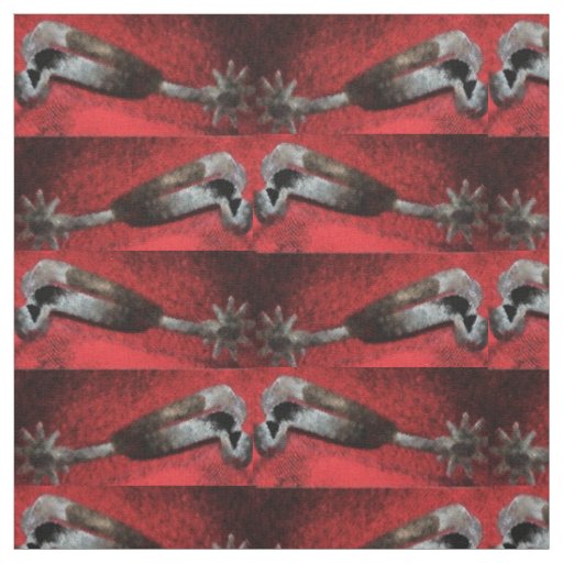 Western Silver Cowboy Rodeo Spurs On Red With Blac Fabric