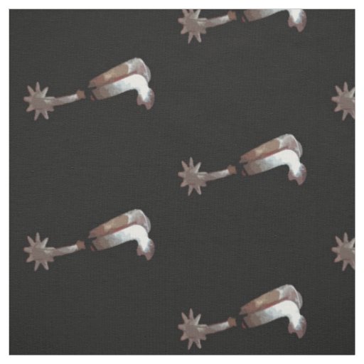 Western Silver Cowboy Spur On Black Fabric