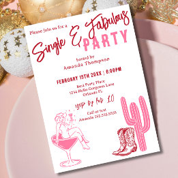 Western Single and Fabulous Galentine's Day Party Invitation