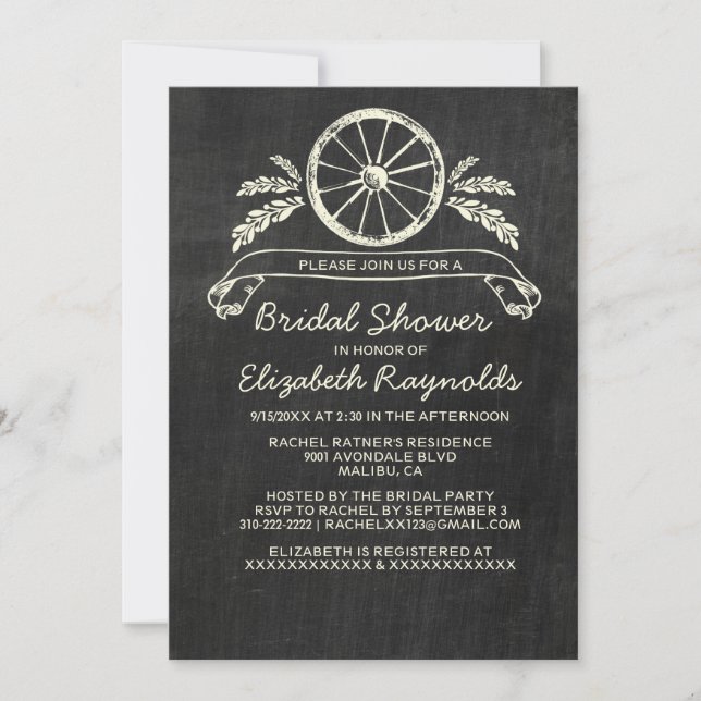 Western Slate Bridal Shower Invitations (Front)