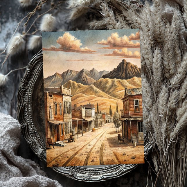 Western small town in wild west prairie tissue paper (Western small town in wild west prairie tissue paper)