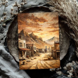 Western small town in wild west prairie tissue paper