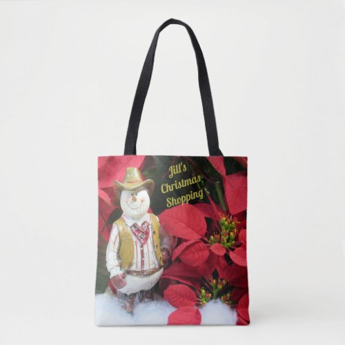 Western Snowmans Christmas _ Holiday Tote Bag