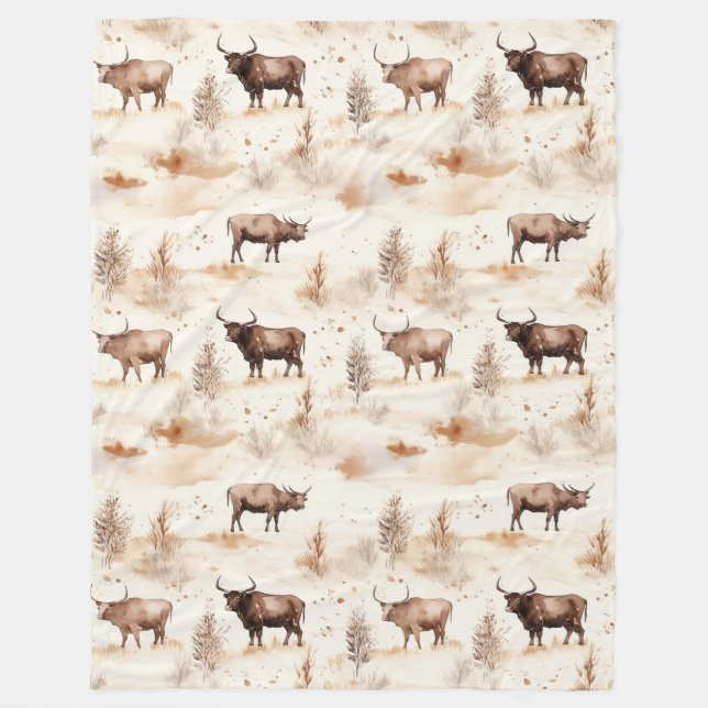 Western Southwest Animal Highland Cow Fleece Blanket (Front)