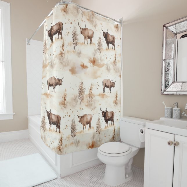 Western Southwest Animal Highland Cow Shower Curtain (In Situ)
