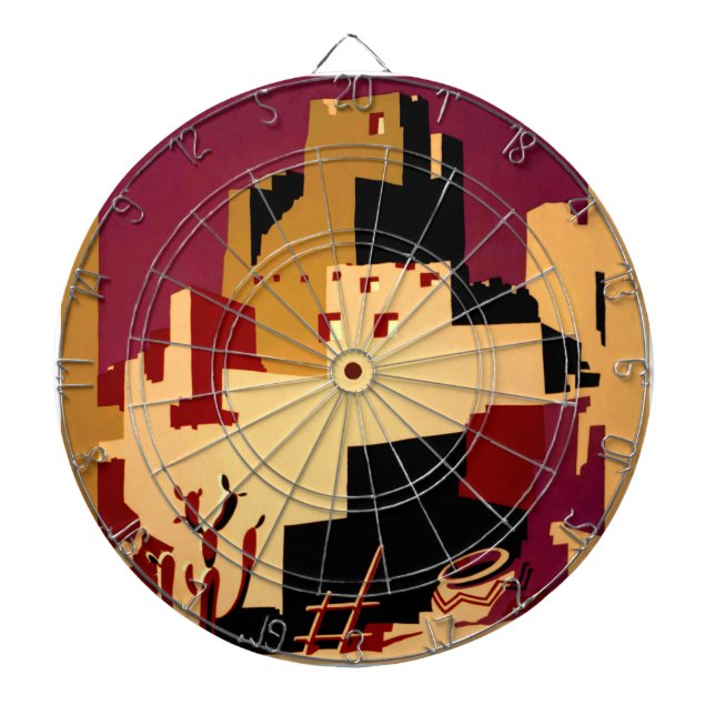 Western Southwest Pueblo WPA National Dartboard With Darts (Front)