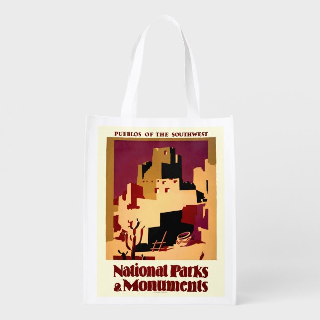 Western Southwest Pueblo WPA National Reusable Grocery Bag (Back)