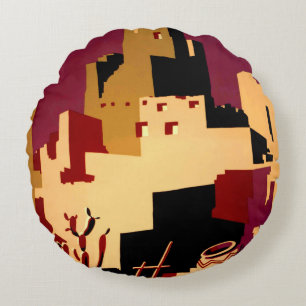 Western Southwest Pueblo WPA National Round Pillow