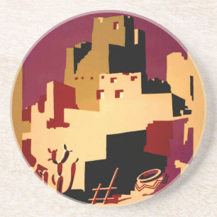 Western Southwest Pueblo WPA National Sandstone Coaster