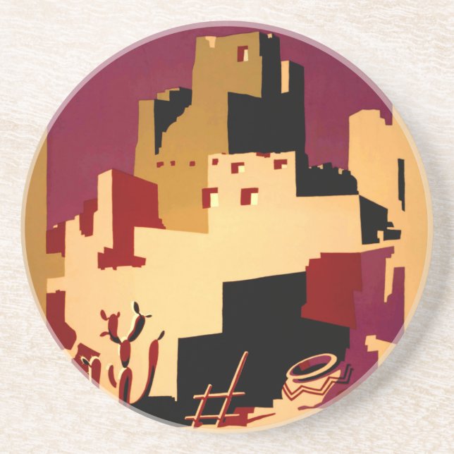 Western Southwest Pueblo WPA National Sandstone Coaster (Front)