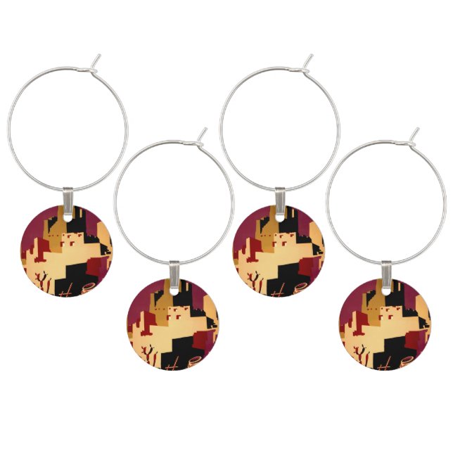 Western Southwest Pueblo WPA National Wine Glass Charm (Staggered)