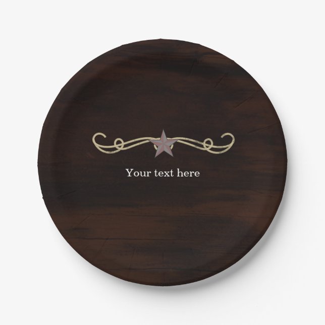 Western Star Country Rustic Birthday Party Plates (Front)