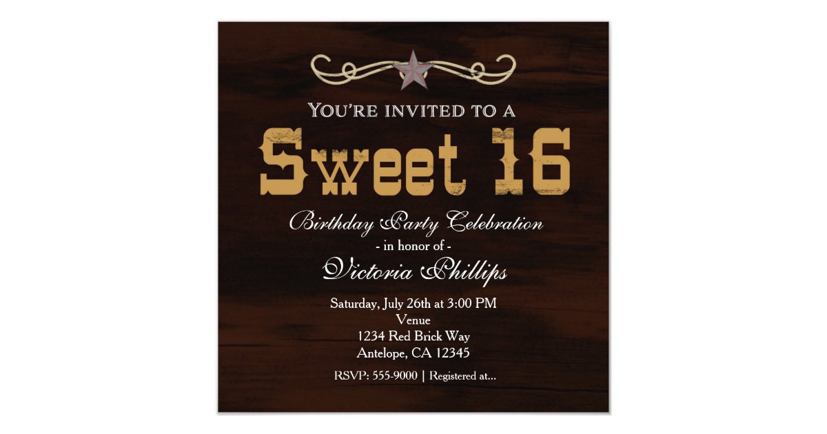 Country Sweet 16 Invitations 5