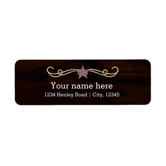 Western Star Country Wooden Address Sticker Label (Front)