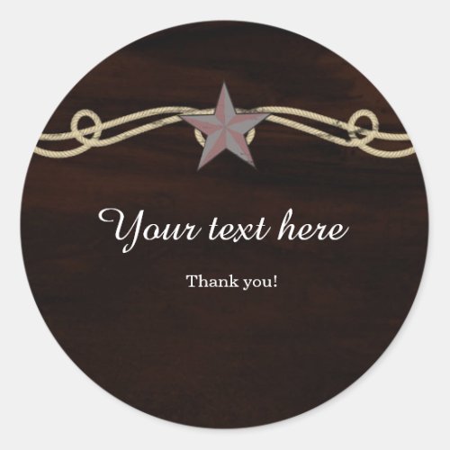 Western Star Country Wooden Party Favor Sticker