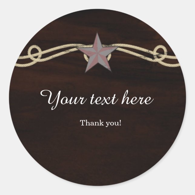 Western Star Country Wooden Party Favor Sticker (Front)
