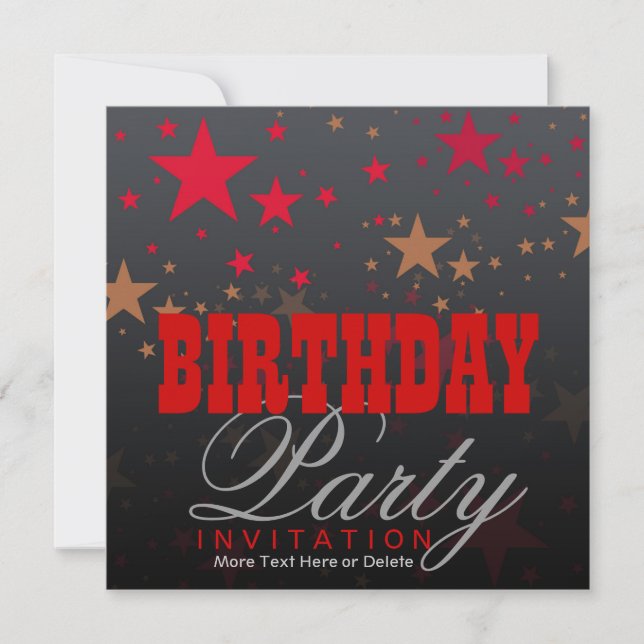 Western Stars Party Birthday Invitation (Front)