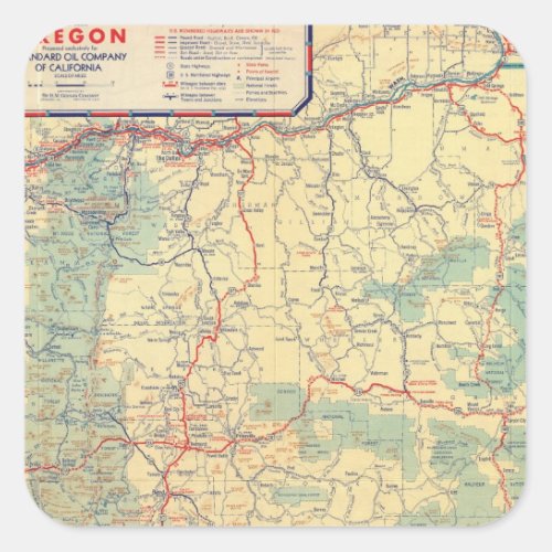 Western States road map Square Sticker