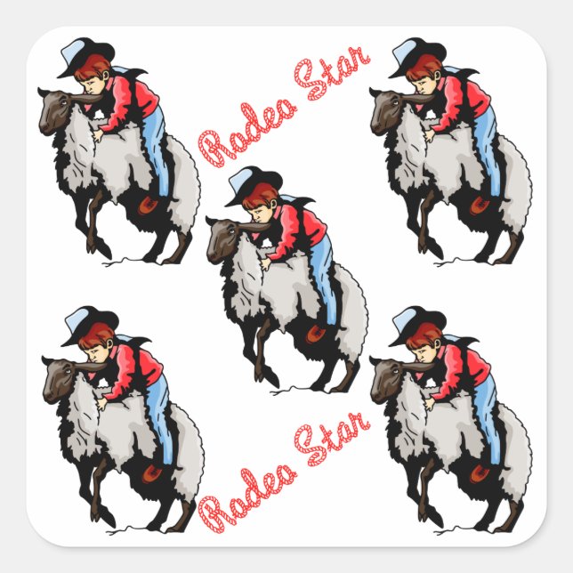 Western Stickers Party Favors Rodeo Mutton Busting (Front)