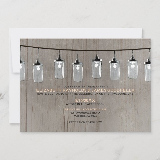 Western String Lights Wedding Invitations (Front)