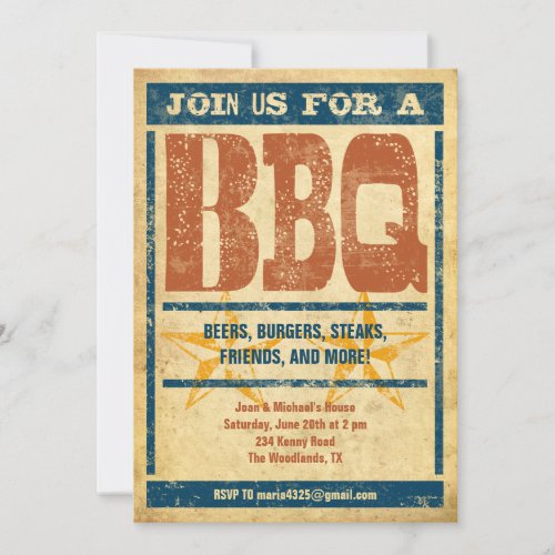 Western Style BBQ Invitations