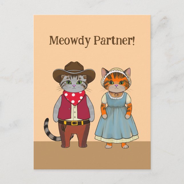 Western Style Cats Valentine Wild West Postcard (Front)