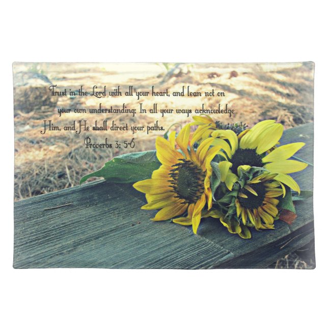 Western Style, Country Sunflowers and Bible Verse Placemat (Front)