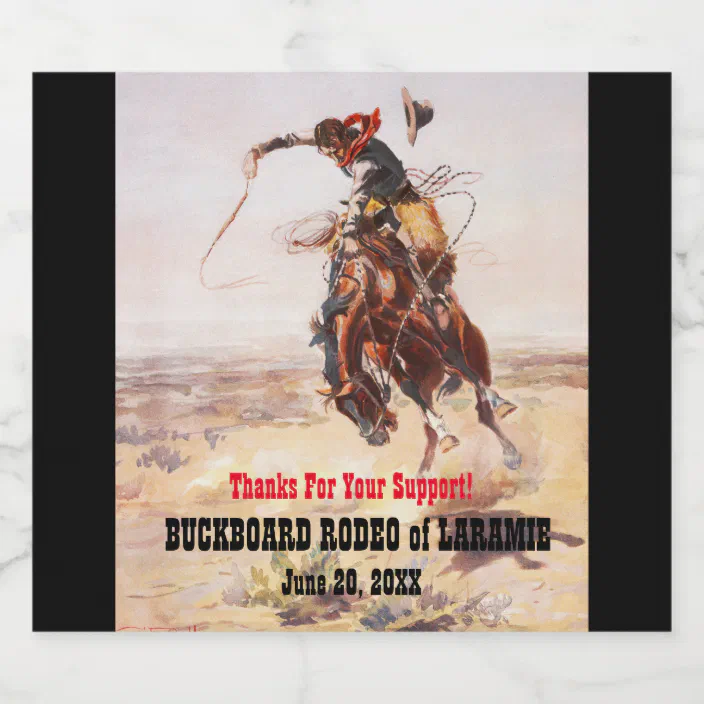 Western Style Cowboy and Bucking Horse Rodeo Beer Bottle Label | Zazzle.com