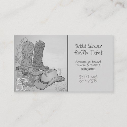 Western Style Cowgirl Raffle  Enclosure Card