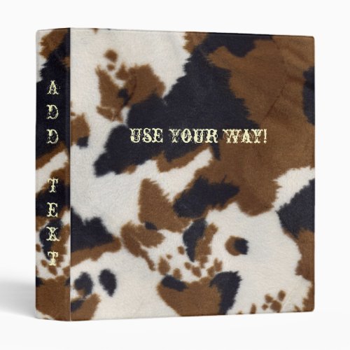 Western Style Cowhide Print Notebook Binder