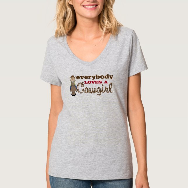 Western Style Everybody Loves a Cowgirl T-Shirt (Front)