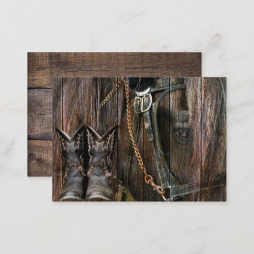 Western Style Horse And Cowboy Boots Business Card