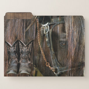 Western Style Horse And Cowboy Boots File Folder