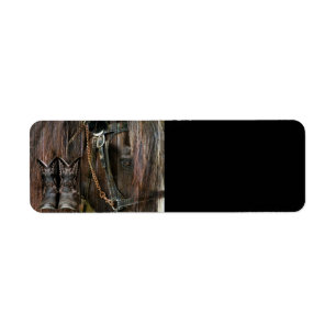 Western Style Horse And Cowboy Boots Label