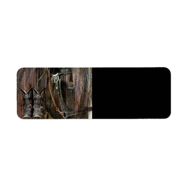 Western Style Horse And Cowboy Boots Label (Front)