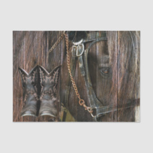 Western Style Horse And Cowboy Boots Tissue Paper
