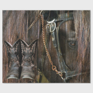 Western Style Horse And Cowboy Boots Wrapping Paper