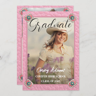 Western Style Pink Cowgirl Photo Graduation Invitation
