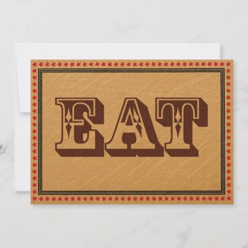 Western Style Reception PartyDinner Menu Personalized Invitations