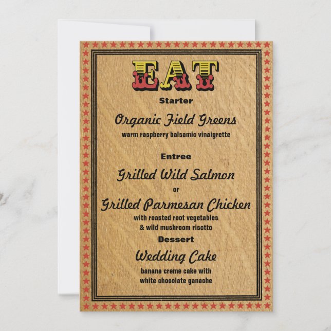 Western Style Reception PartyDinner Menu Invitation (Front)