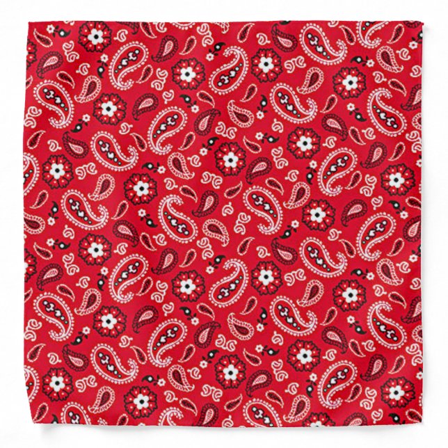 Western style red, white and black bandana (Front)