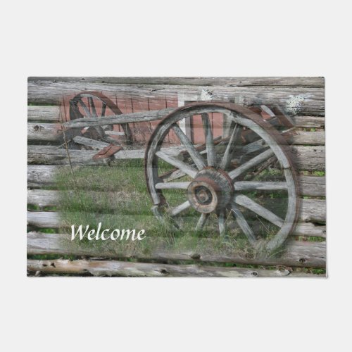 Western Style Rustic Wagon Wheel Door Mat