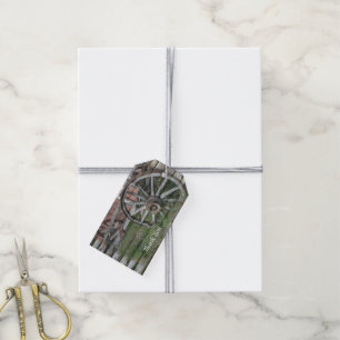 Western Style Rustic Wagon Wheel Gift Tag